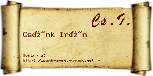 Csánk Irén névjegykártya